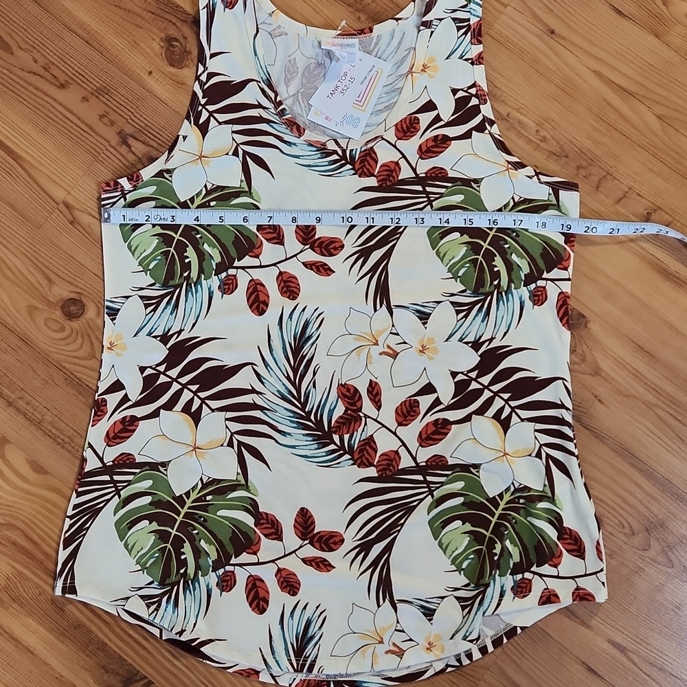LuLaRoe Tropical Print Tank Top - Cream and Brown - Picture 6 of 11